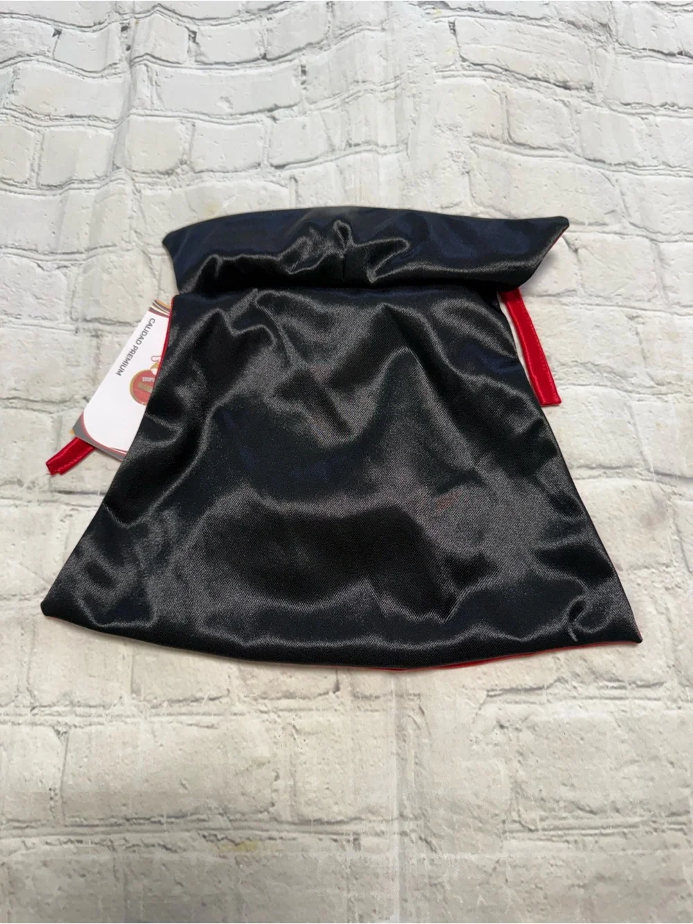 Pet Warrior Red Satin Vampire Cape Costume for pets with White Collar & Bow.